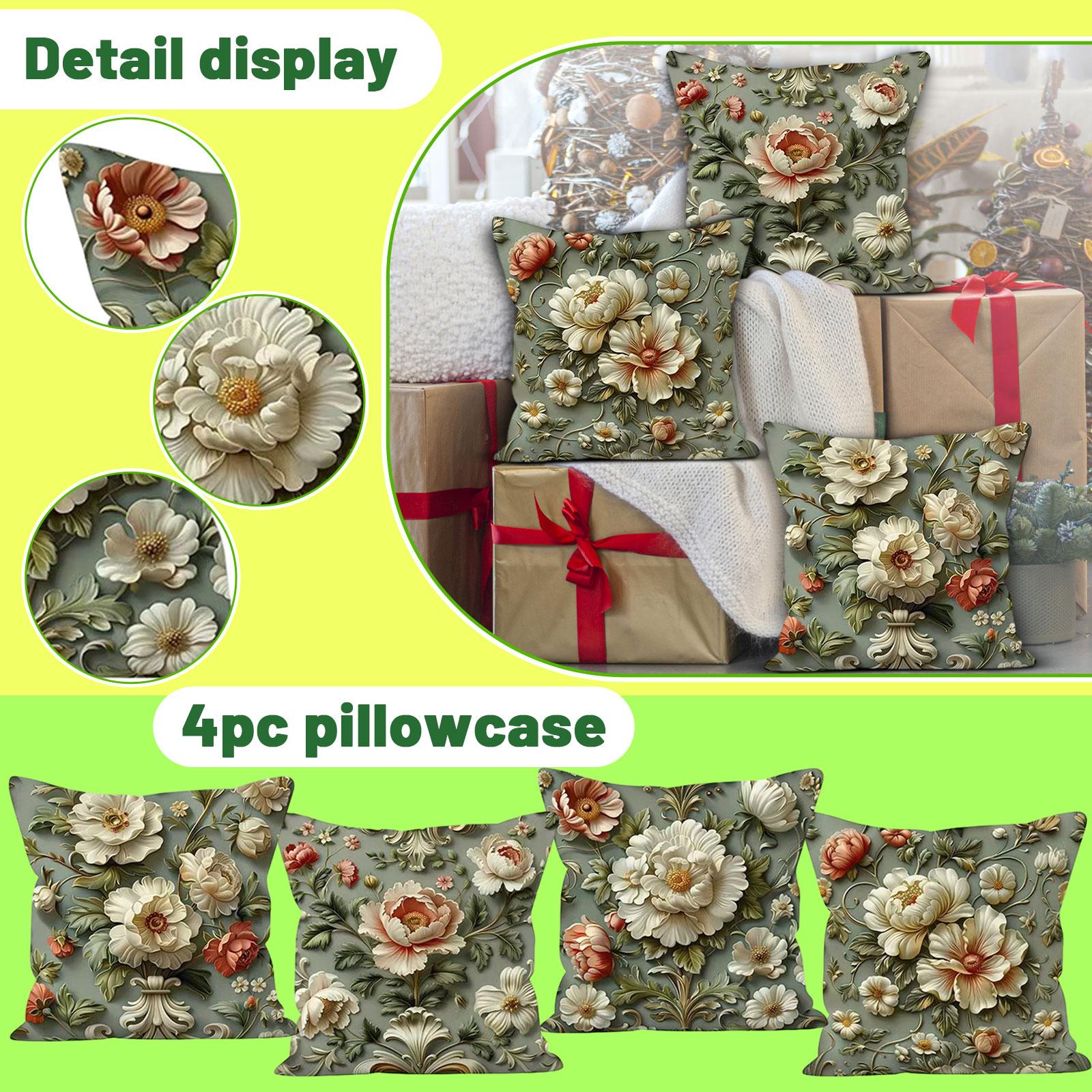 

Ретро Цветочная Наволочка, Креативная Масляная Живопись и Резьба Принт Домашняя Подушка для Дивана Наволочка One Size