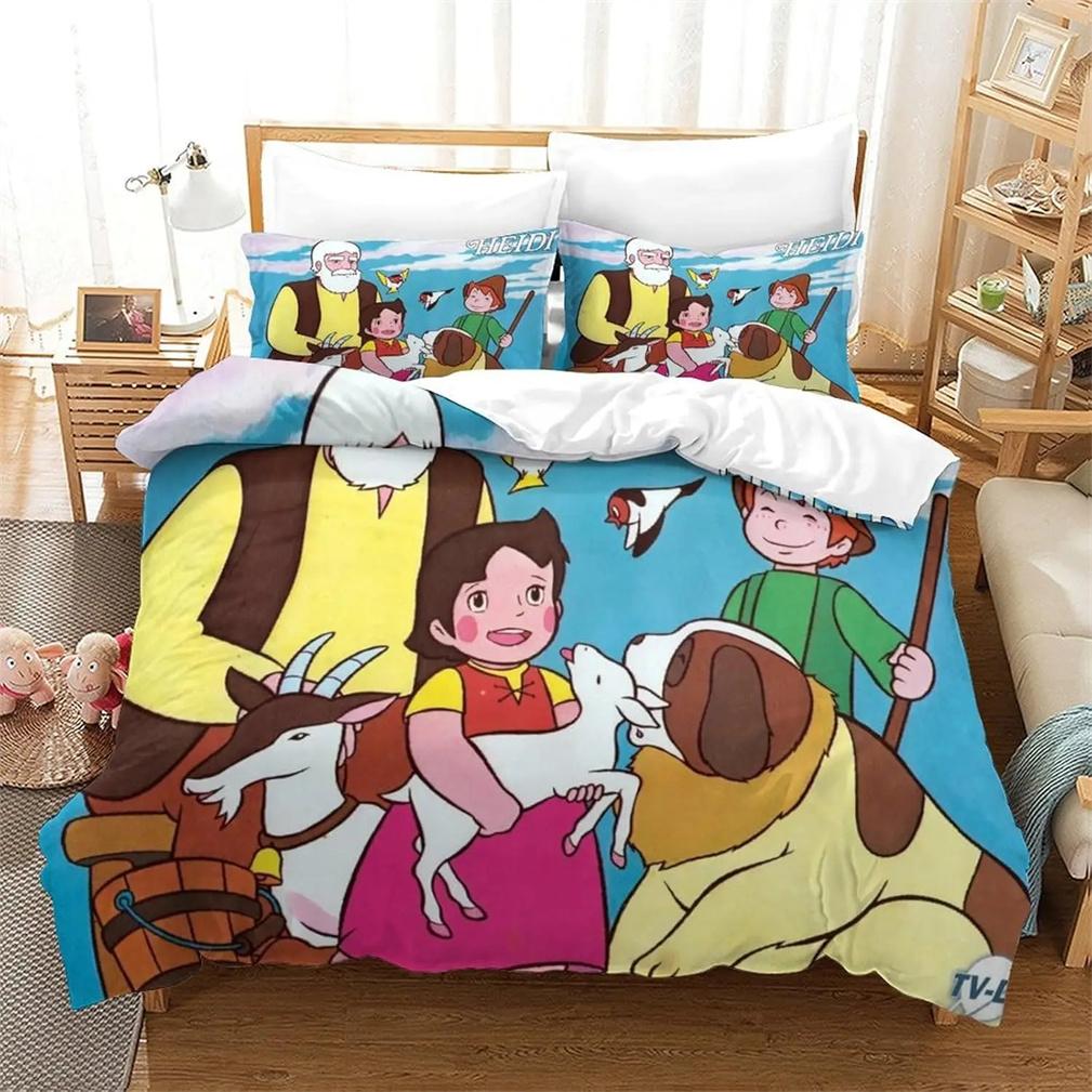 Girl 3D Printed Heidi Cartoon Bedding Set for Boys Girls Duvet Cover Pillowcase Included Twin Queen King Full Single Double Bed
