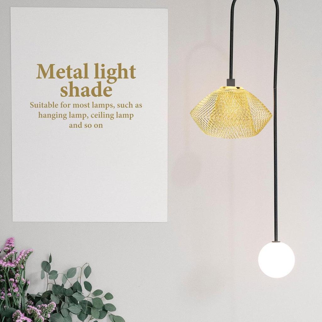 Gadpiparty Golden Iron Mesh Pendant Light Shade - Vintage Hollow Ceiling Lamp Cover for Home, Kitchen, Bar, and Restaurant Decor