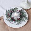Festive 20cm Artificial Green Wreath Elegant Candlestick Decoration Realistc Pine Decor for Wedding Party Centerpiece