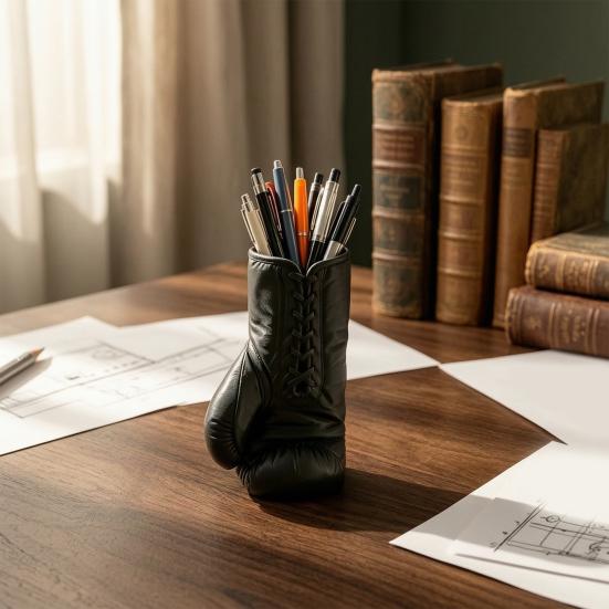 3D-gedruckter Boxhandschuh-Stiftehalter, Mattes Schreibtisch-Organisationssystem mit stabiler Basis, Hohlfach mit großer Kapazität für Stifte, Schreibwaren, Kreative Sport-Dekoration, Geschenk