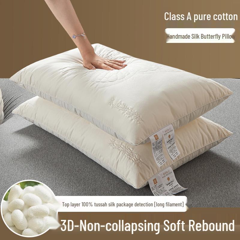 Luxury Silk & Cotton Neck Support Pillow Pair for Home Use