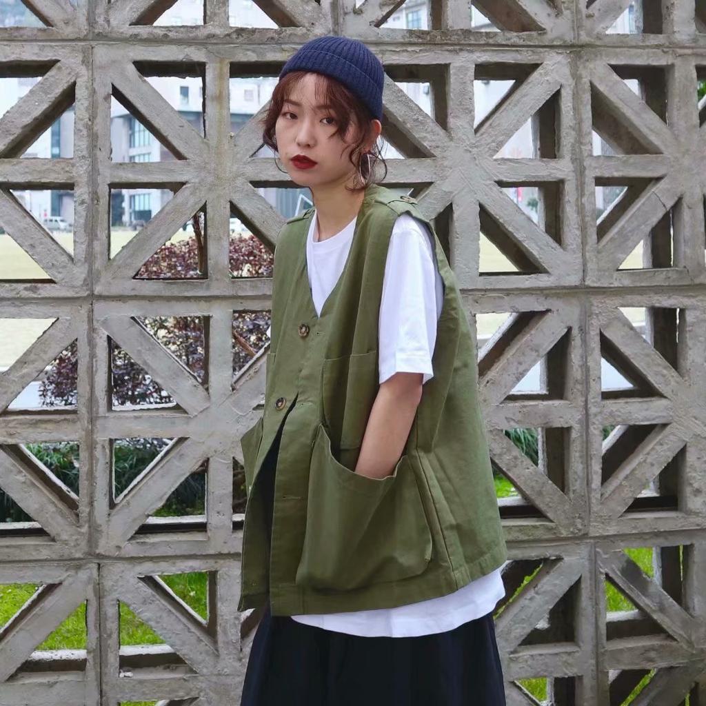 Japanese Sle Loose Casual Denim Vest Women Summer Thin Versatile Loose Outerwear Workwear Vest V-Ne Multi-ket Design