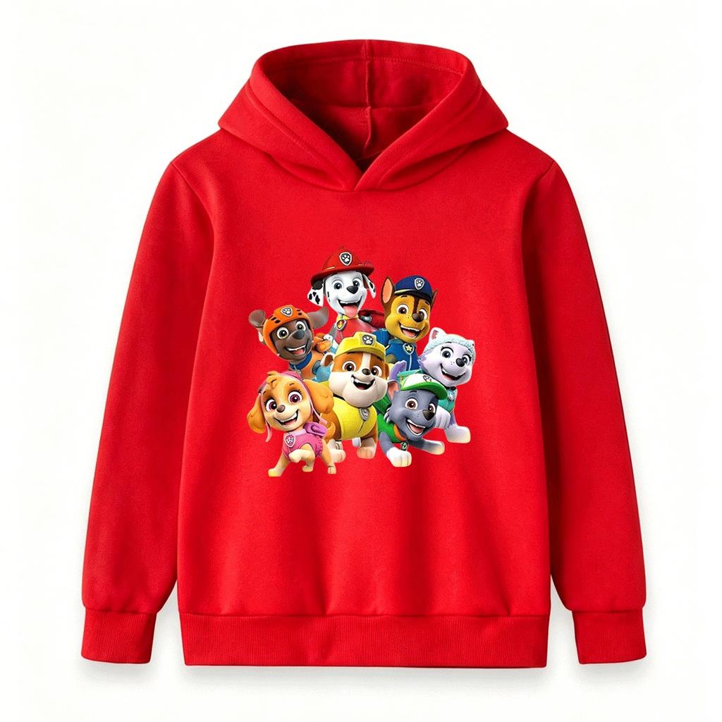 Kids Boys Girls Cartoon Printed Hoodie Cute Puppy Pattern Casual Pullover Sweatshirt For Children Daily Wear