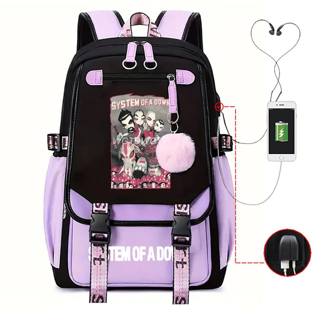 Students School Backpacks Trend 2026 Rock Band Print High Quality Travel Laptop Bags Rock Band Tour Merch Backpack Satchel