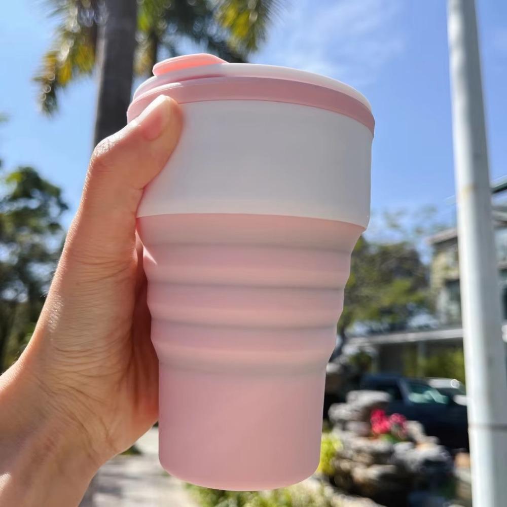 With Lid Collapsible Cups with Lid 375ml Portable Travel Tumbler Folding Coffee Cup Dining