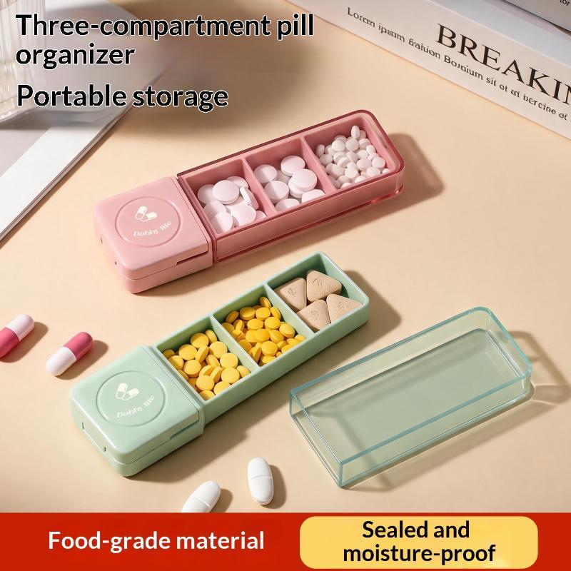 Portable Pill Organizer Integrated Pill Cutter Airtight Moisture-proof Small Pill Case for Students Dorm Daily Medication Storage