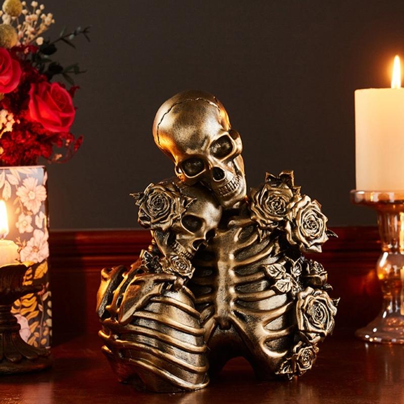 Elegant Resin Skull Decorations For Indoor Outdoor Halloween Party Centerpieces Detailed Hand Painted Artwork