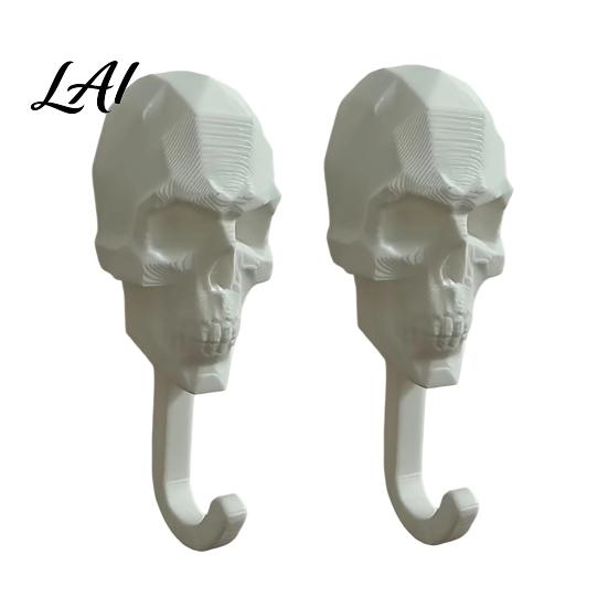 Sturdy Wall Organizer 2Pcs 3D Printed Skull Hook Gothic Dark Mounted Hanger Geometric Personalized Pendant Towel Key Hat Storage Hook for
