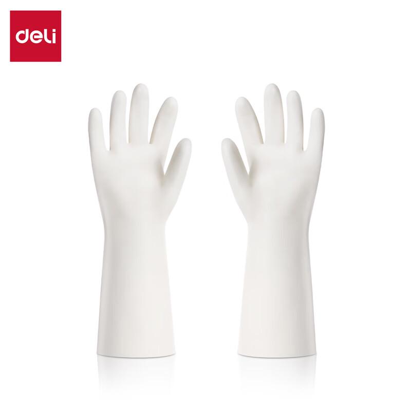 Deli LQ627-L Reusable White Nitrile Gloves