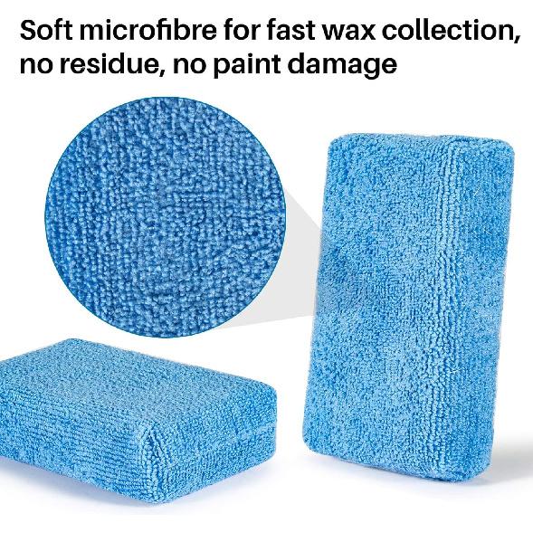 Sukh 6 Pack Microfiber Rectangle Sponge Detailing Pads - Microfiber Wax Foam Applicator Pads for Car Wax Applicator Pad 4.72x3.15 inch Blue