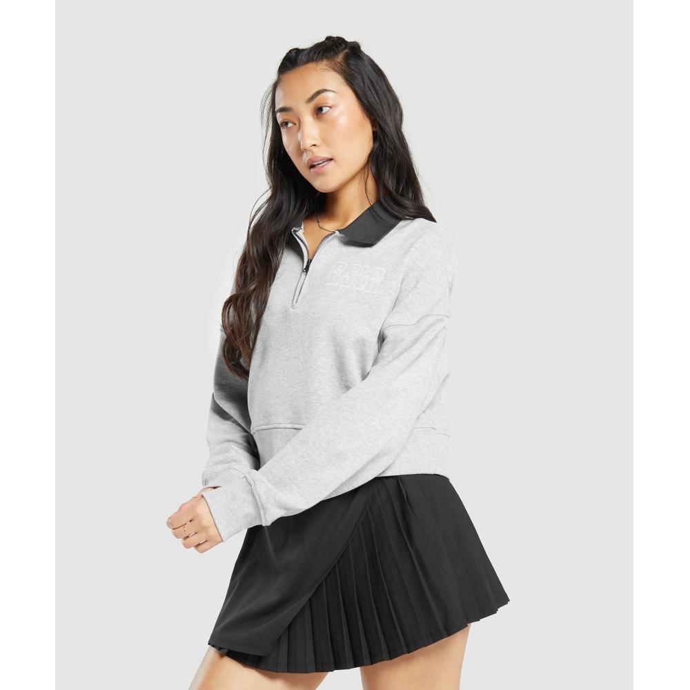 

GYMSHARK Outline Graphic Oversized Пуловер на 1 молнию с 4 молниями Светло-серый Marl B6A3C GBCN M