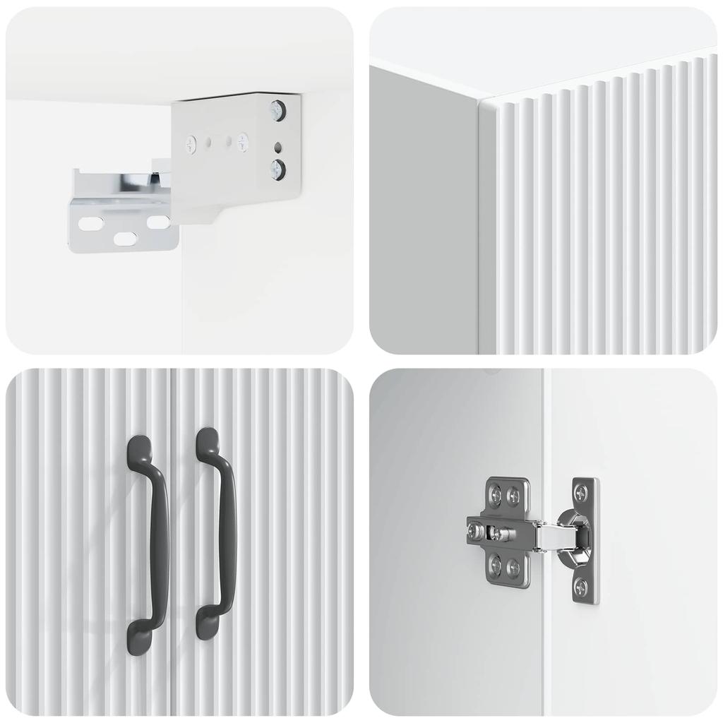 Wall Mounted Cabinet White 66 X 34.5 X 90 Cm Particleboard