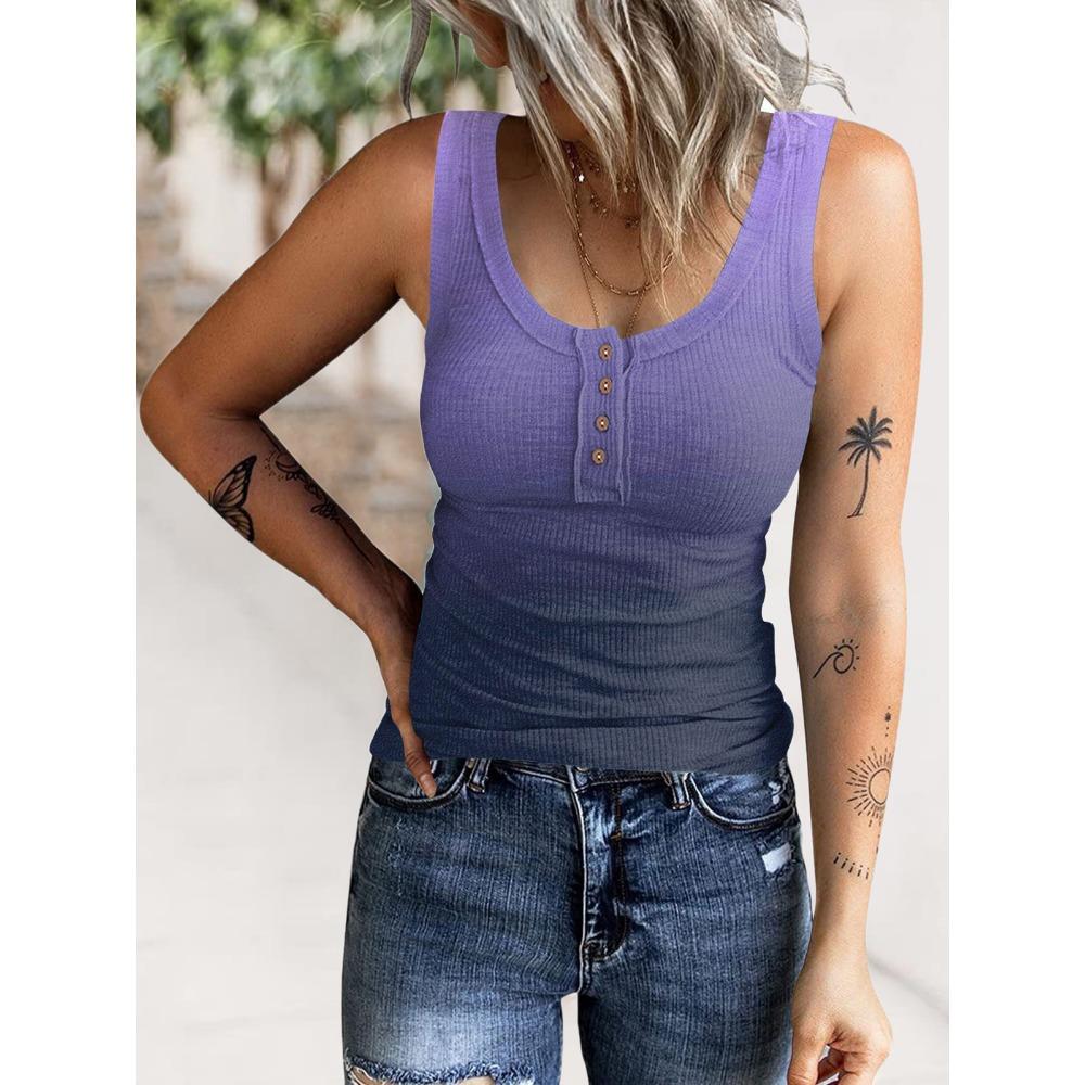 HNXC Women's Fashion Casual Summer Sleeveless U-Neck Blouses & Shirts