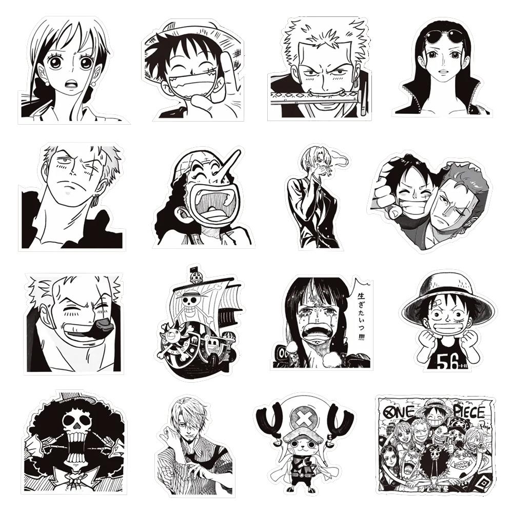 103065Pcs Black White Anime One Piece Stickers For Kids Diy Graffiti Motorcycle Skateboard Laptop Waterproof Cool Sticker Toys