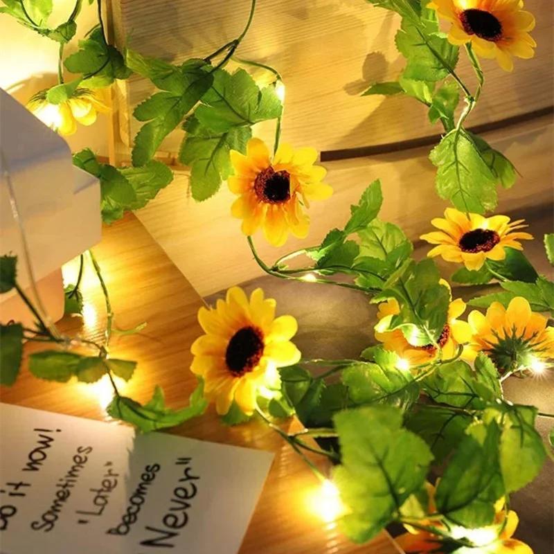 

2/5/10 м искусственный плющ шелковый поддельный зеленый лист плюща лоза со светодиодными огнями гирлянда для дома свадьба искусственные растения гирлянда украшения 2M 20LED-Battery