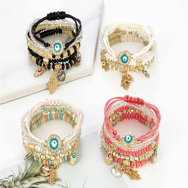 1set Bohemian Tassel & Hollow Out Tree Decor Beaded Bracelet For Women For Gift