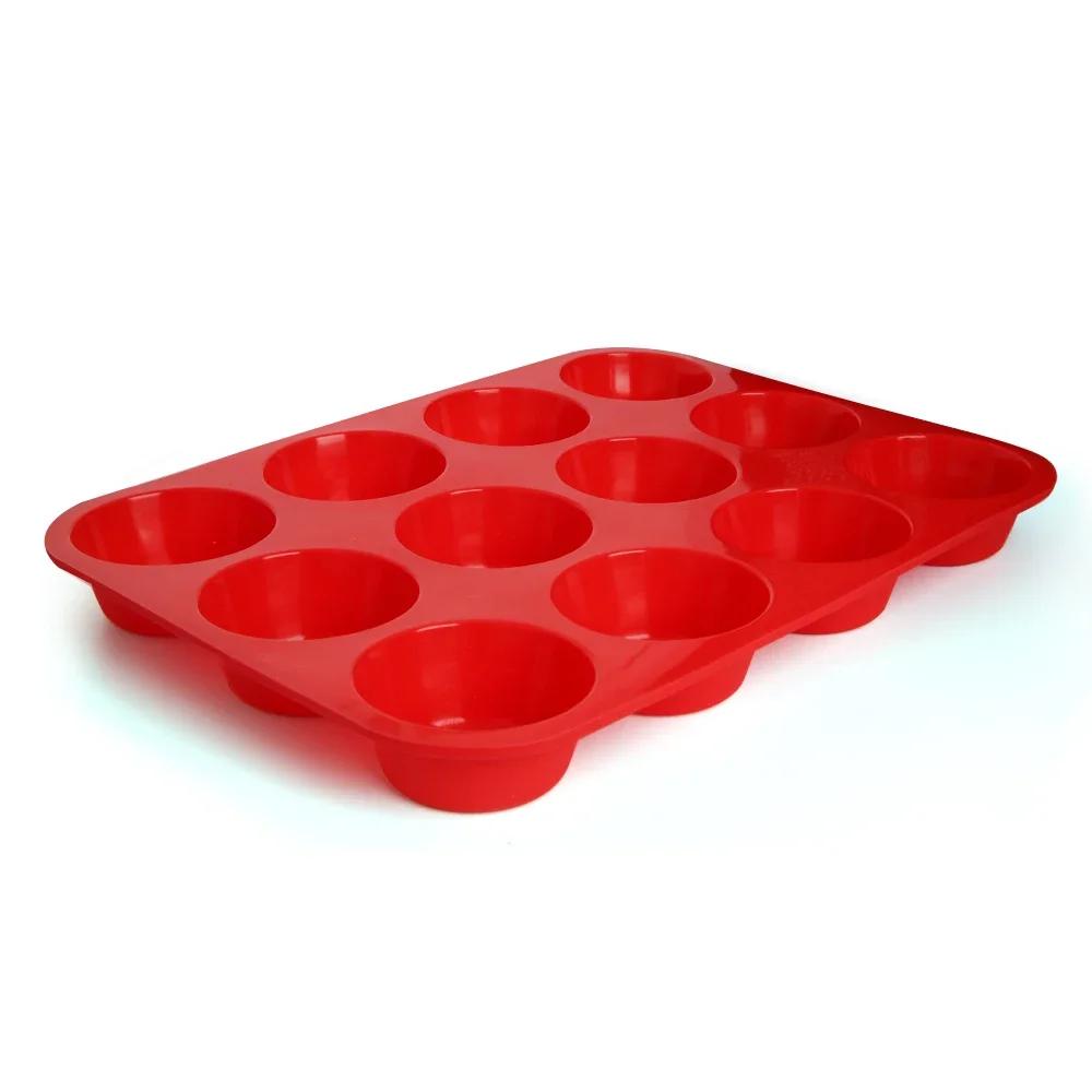 DIY Baking Tool - Non-Stick 12 Holes Round Muffin, Cupcake, Cookies, Fondant, Pudding, Steamed Cake Silicone Mold
