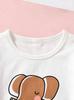 Little Girls Cute Dancing Elephant Print Outfit Crew Neck Short Sleeve T-Shirt & Shorts Casual Summer 2 Piece Clothing Set for Kids 2-8Y