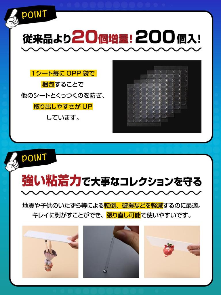 FigNest Figure Fixing 200 Pieces by Figure Removable Tape for Figure Stands and Displays Stickers, [Supervised Shop] Non-Slip Double-Sided