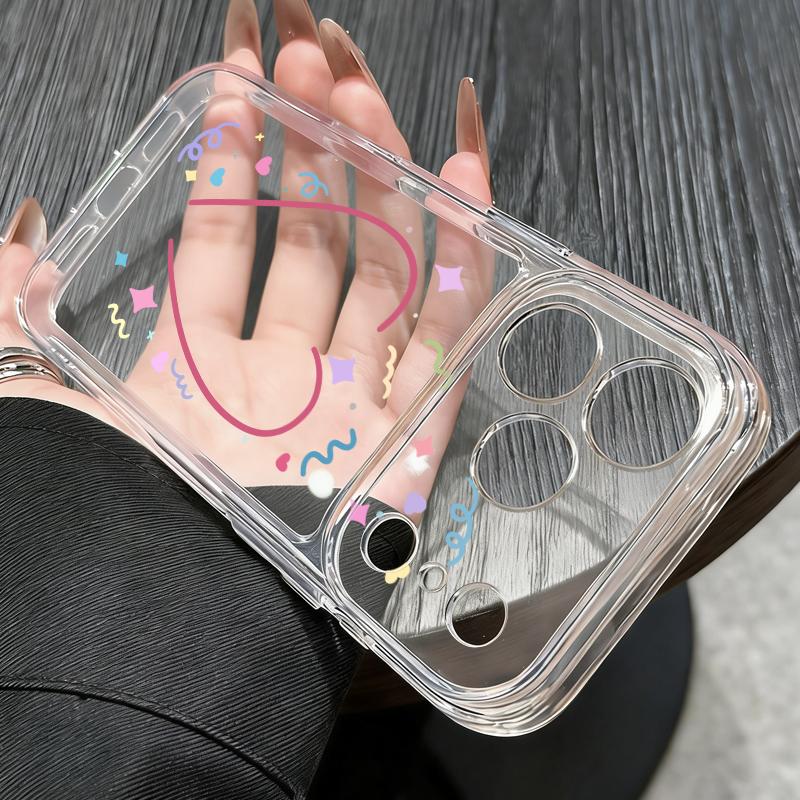 Silky Love Hearts Pattern Case For iPhone 17 Pro Max Coque iPhone 16 15 14 13 Pro Max 11 Clear TPU Silicone Soft Cover