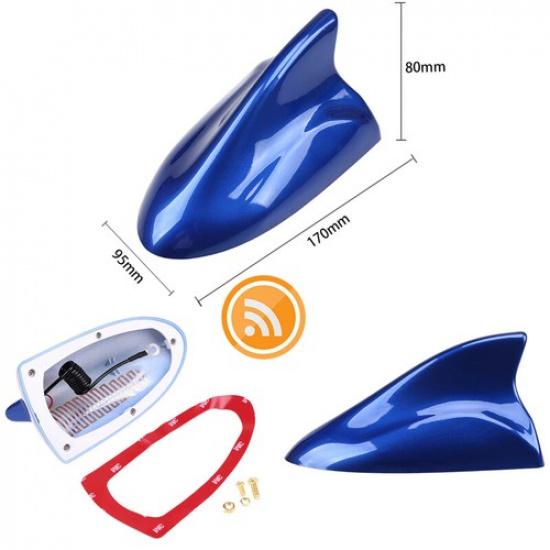 Blue Car Shark Fin Antenna Votex Stereo Cover Car Signal Radio AM/ FM Aerial AC