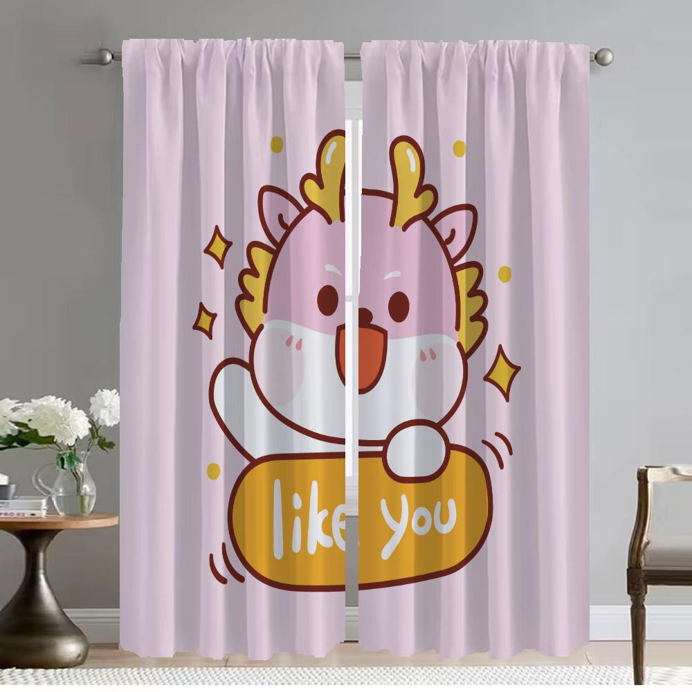 Home Interior Curtains 2 Pieces Little Wyvern Elegant Room Curtains for Camera Window Curtain Shades Halloween Decoration Living