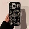 Carcasă Telefon Cool Y2k Metalică Creativă cu Cruce și Cupidon Pentru iPhone 17 Air 16 15 14 13 12 11 Pro Max Husa Estetică Pandantiv Aripi