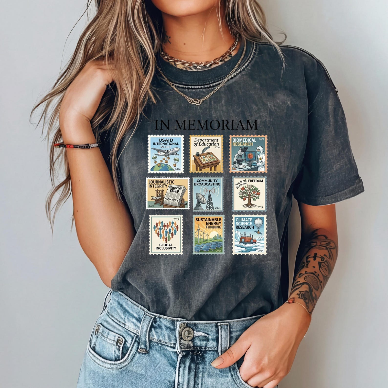 Pro-Democracy Shirt, Retro In Memoriam Stamp Top, Social Justice, Liberal Activist Gift, Anti-Fascism Political Tee, Resist Protest T-Shirt 4XL