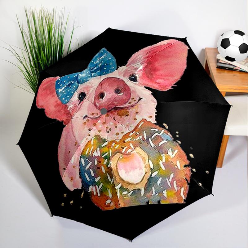 

Cute Cartoon Pink Pig Umbrella Automatic Open/close, Sturdy Iron Frame & 8-Rib Struct, Umbrella for Women & Men, Christmas Gifts
