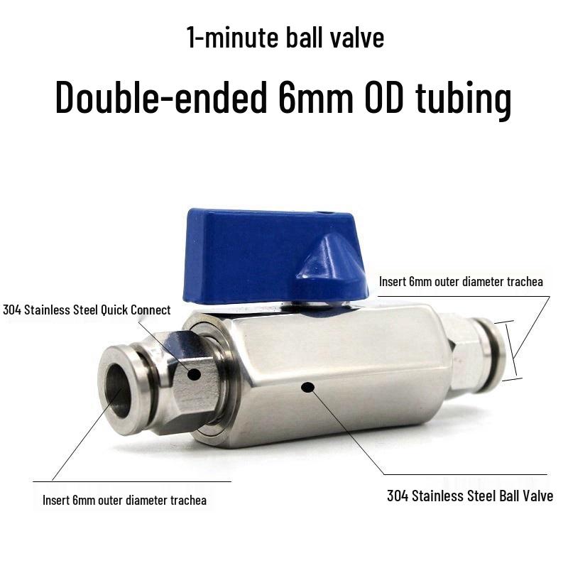 Pneumatic 304 Stainless Steel Ball Valve with Manual Male Thread Air Tube Connector