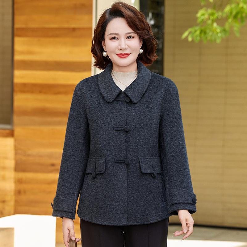 New Autumn/Winter Stylish Double-Sided Wool Coat for Middle-Aged Women - Slim Fit, Short, Age-Reducing, Versatile.