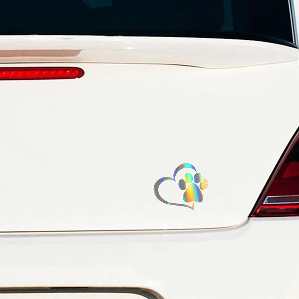 Dog Paw Waterproof Car Sticker Cute Dog Cat Paw Paw Sticker Heart Car Window