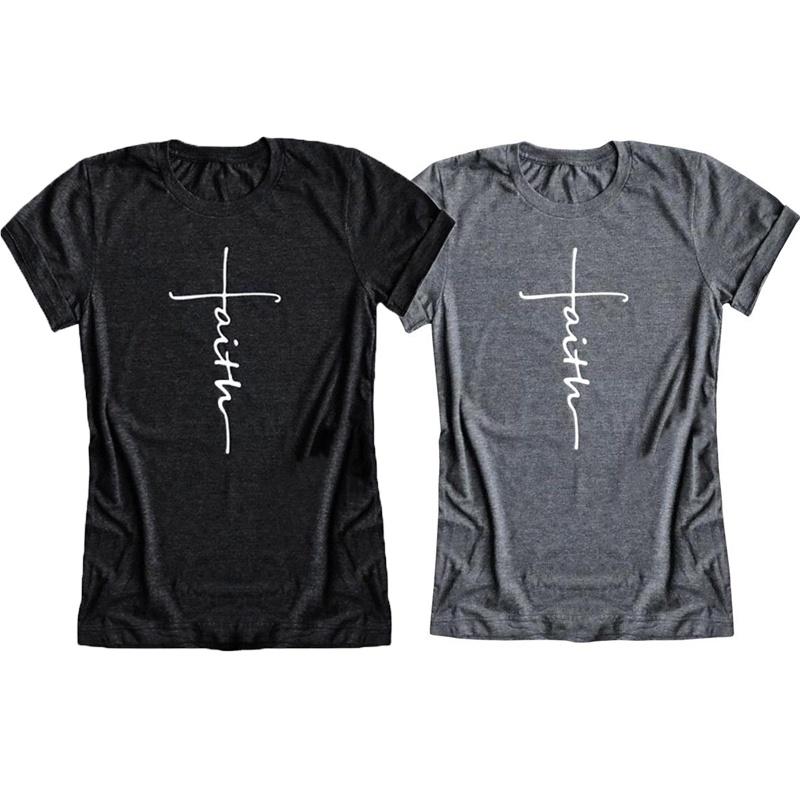 Dames T-shirt met korte mouwen, zomer, met geloofsletterprint, grafisch T-shirt, blouse, mode, in zacht en comfortabel materiaal