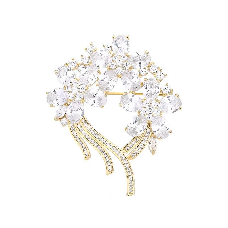 Fashionable and Luxurious Vine Flower Brooch, Elegant and Grand Crystal Brooch, Light and Luxurious Design Brooch