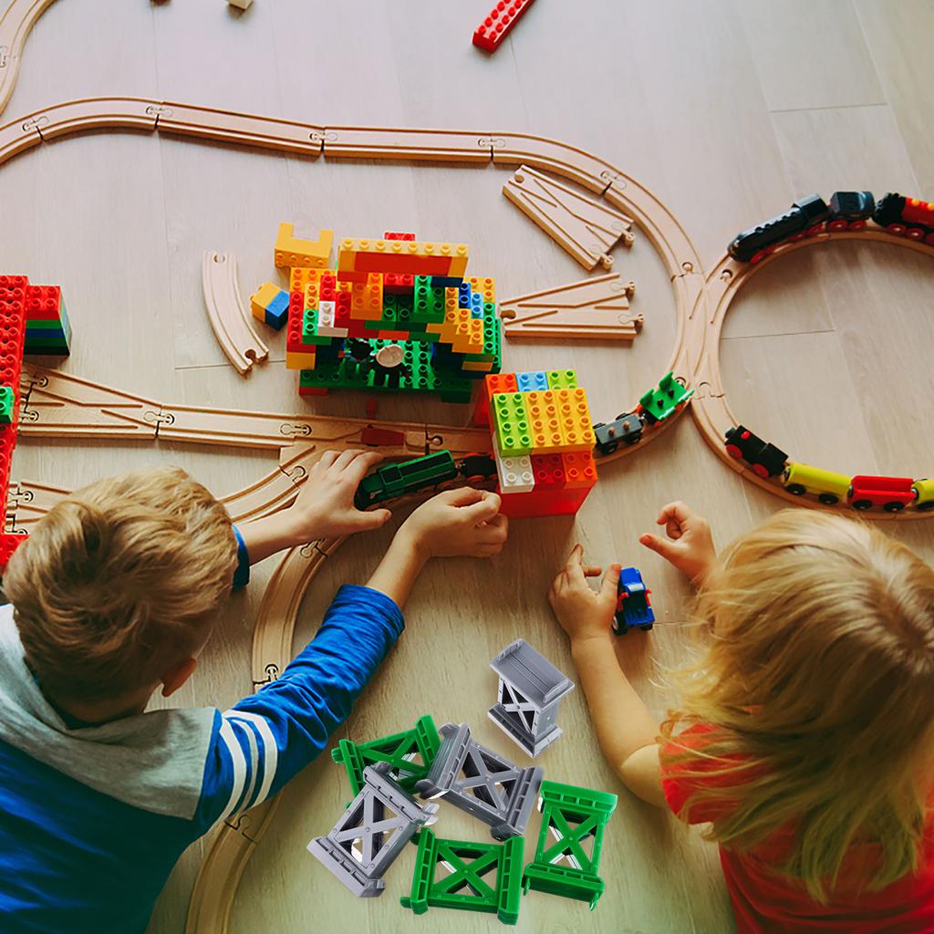 12 Adet Tren Köprüsü İskelesi Raylı Demiryolu Aksesuarları Çok Seviyeli Destek Yükselticileri Merhaba