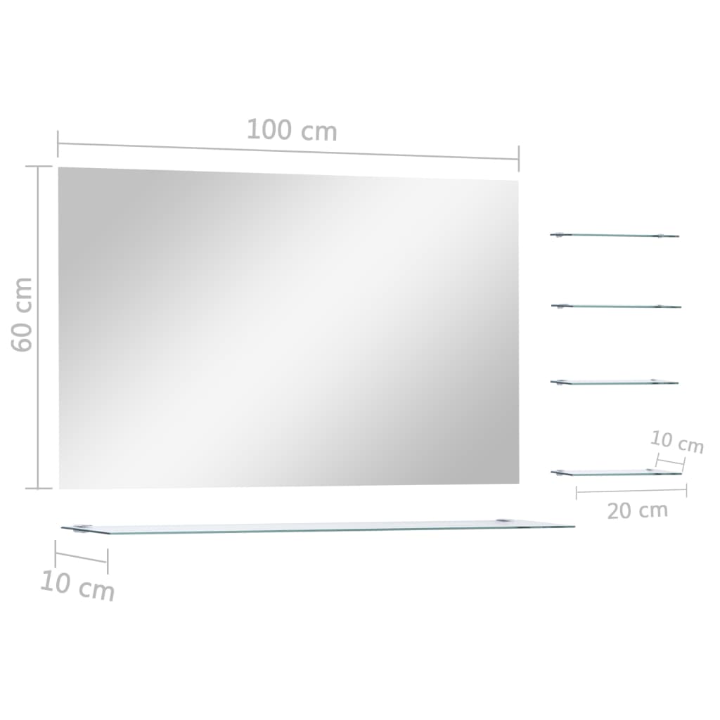 Wall Mirror with 5 Shelves Silver 100*60 cm