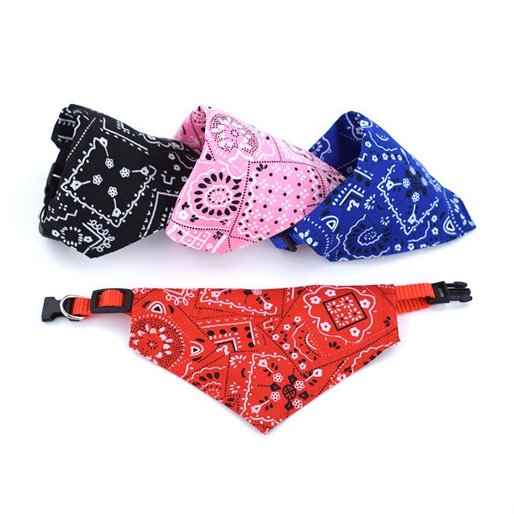 Pet Drool Bib - Polyester Triangle Scarf with Retractable Collar for Small Dogs and Cats