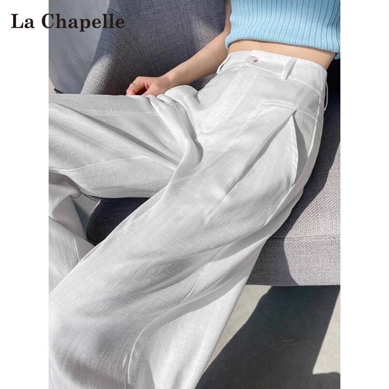 La Chapelle Women s Summer Linen Blend Wide-Leg Trousers L