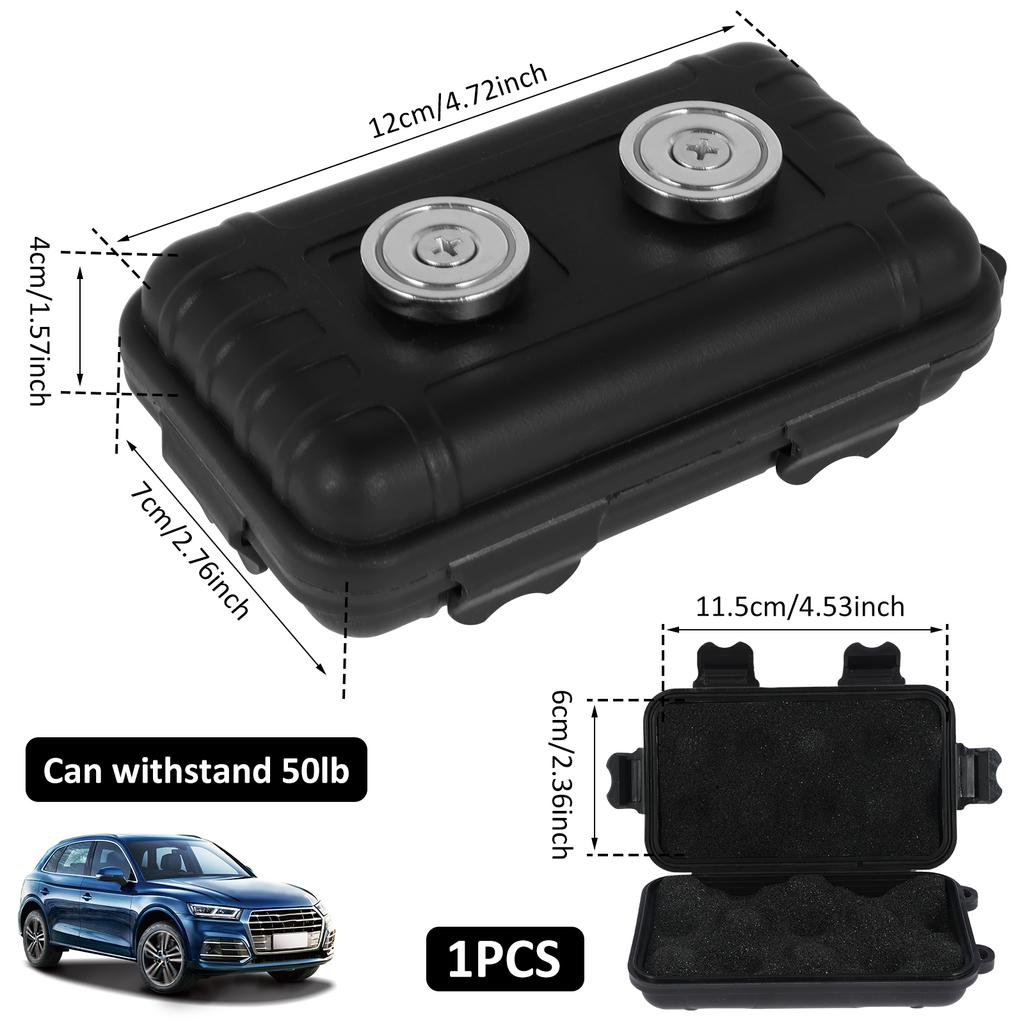 Magnetic Key Holder Under Car Hide Key Box with Strong Magnet Waterproof Magnetic Key Hider Rustproof Magnetic Storage Box