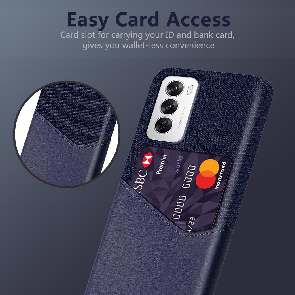 For Oppo Reno12 5G (Global) Case Cloth Texture PU Leather Hard PC Card Slot Phone Cover