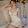 Ice Silk Floral Pajamas Plus Chest Pads Gather Suspenders Nightgowns Loungewear Sets