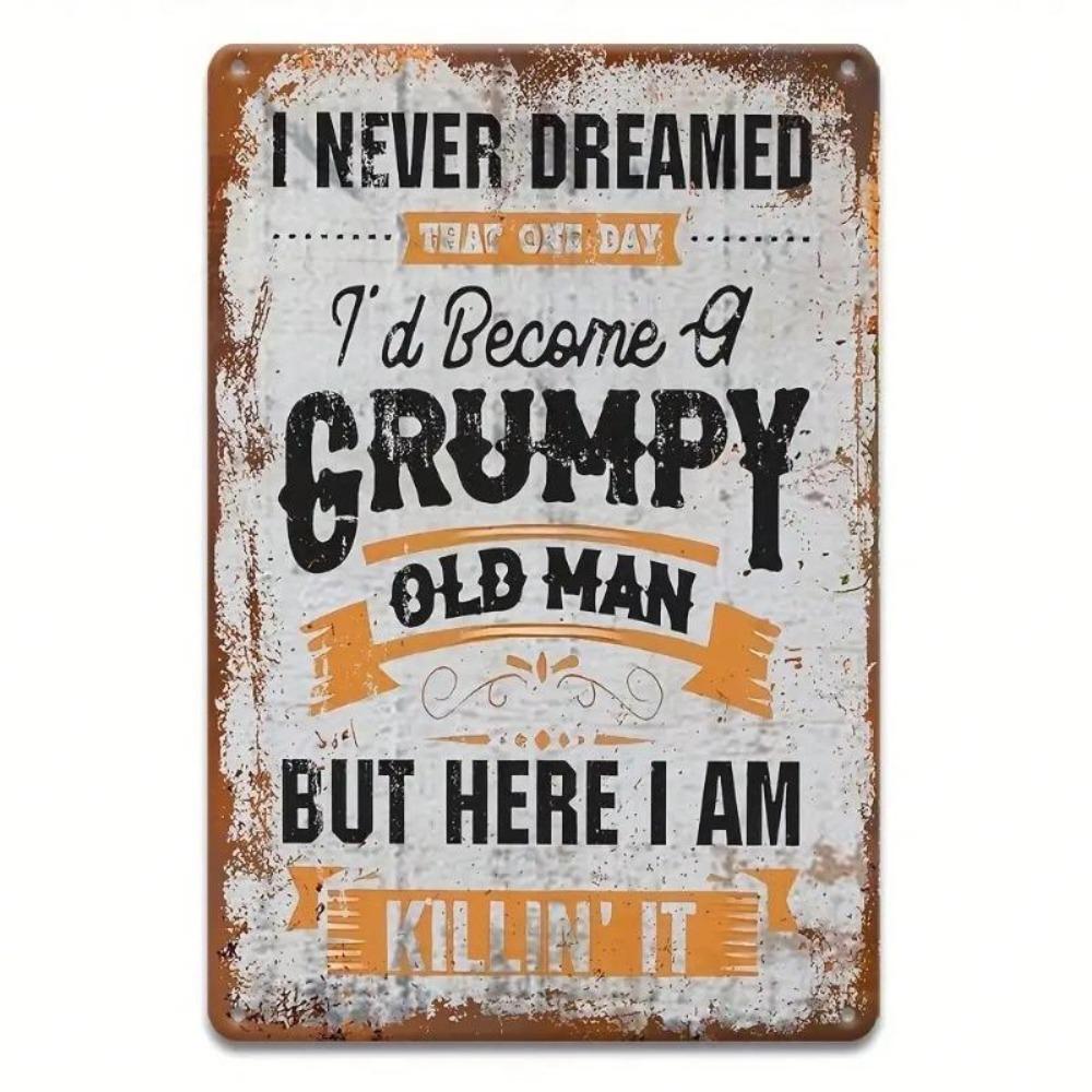 Funny Grumpy Man Vintage Metal Wall Art Decor Home Comedy Fan Gift