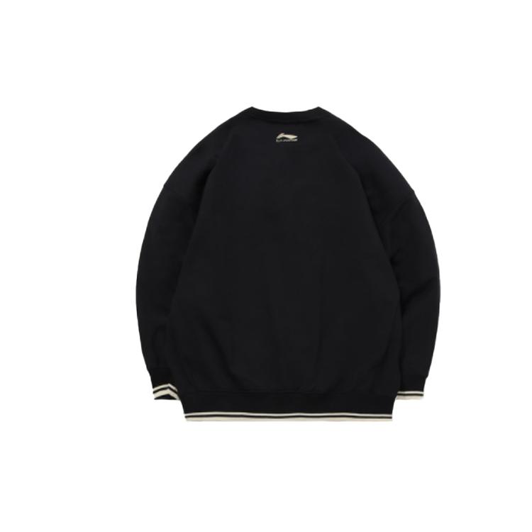 Li Ning Sweatshirts Men's New Standard Black Crew Neck Moderate Regular AWDQ631-6