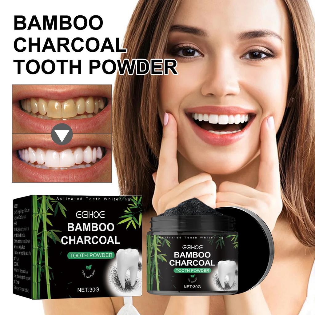 EELHOE Bamboo Charcoal Tooth Powder – Cleans oral odor, stains, and dirt, while refreshing breath.