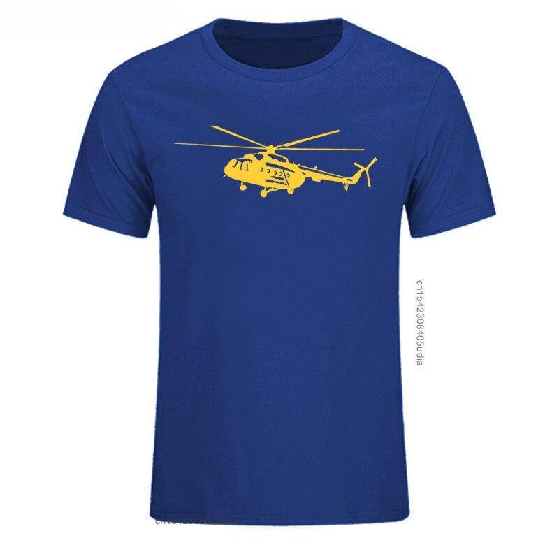 Summer Mens T Shirt Short Sleeve Cotton Print Mi8 Helicopter TShirt Casual Shirt Cool Tees Tops Streetwear Cotton Fabric