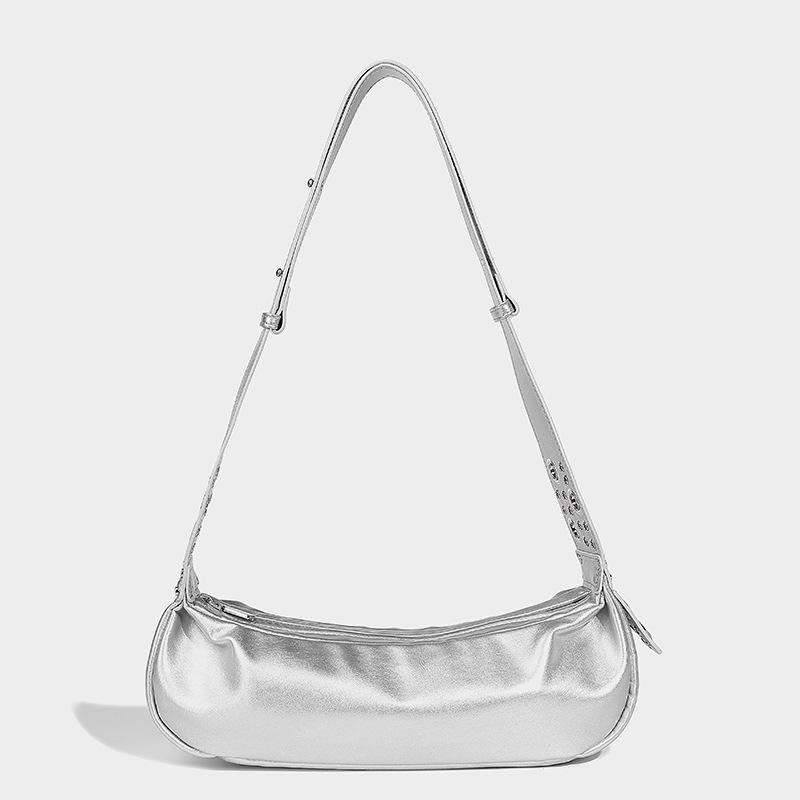 Soft Motorcycle Feel Horn Bag 2025 New Fashion Retro Soft Leather Half-Moon Bag High-End Single Shoulder Crossbody Bag for Women