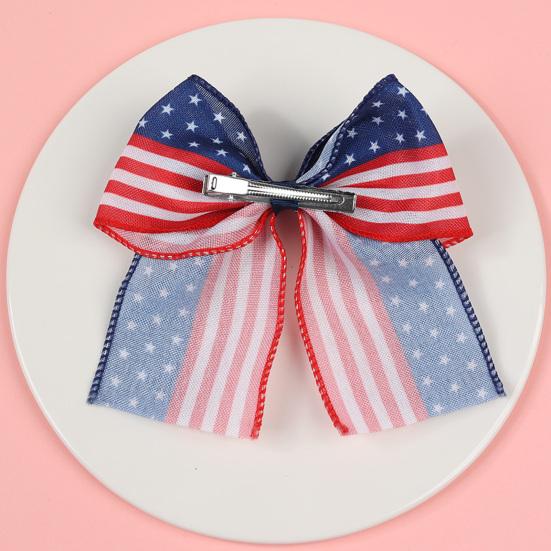 Patriotic Double-Layer Bow Hair Clip American Flag Patriotic Bows Independence Day Holiday Hair Accessory