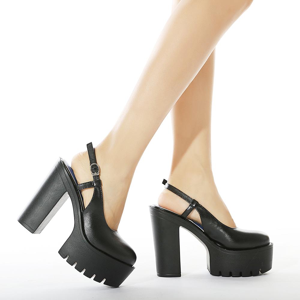 Gdgydh женские туфли-лодочки на массивном каблуке с открытой пяткой — фото 3