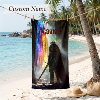 Holy Knight Custom Name Printed Beach Towel Personalized Soft Towel For Swimming Beach Travel